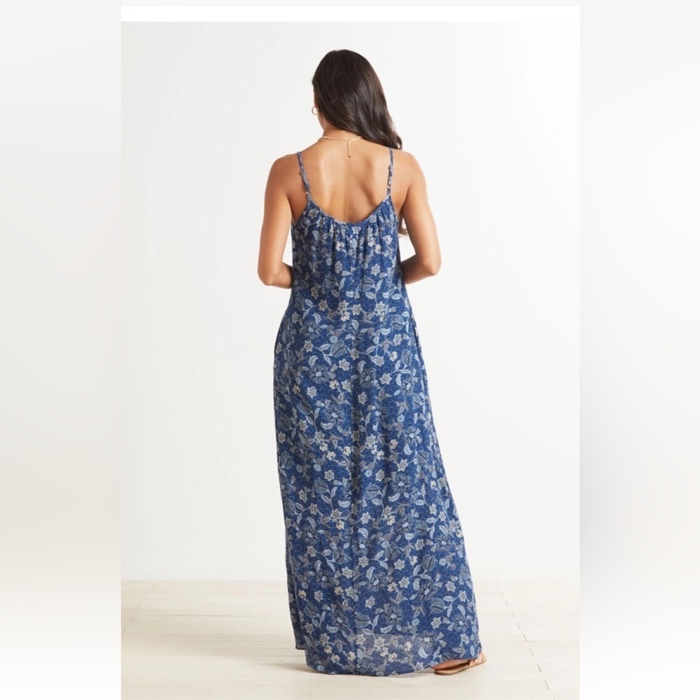 Roan + Ryan Willa Chic Blue Floral Maxi Dress w/ Adj. Straps, Liner and Pockets. - Picture 2 of 14